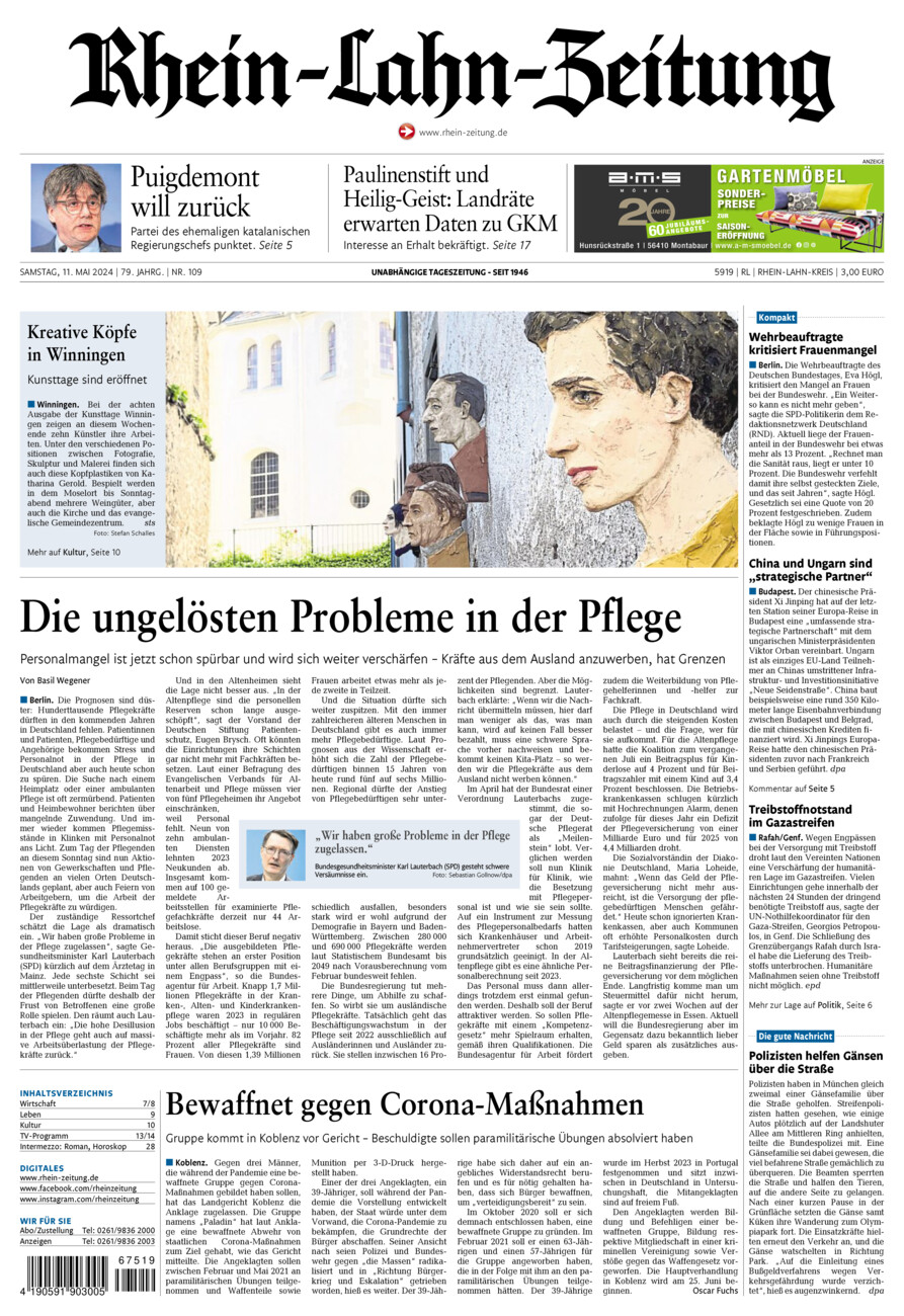 Rhein-Lahn-Zeitung vom Samstag, 11.05.2024