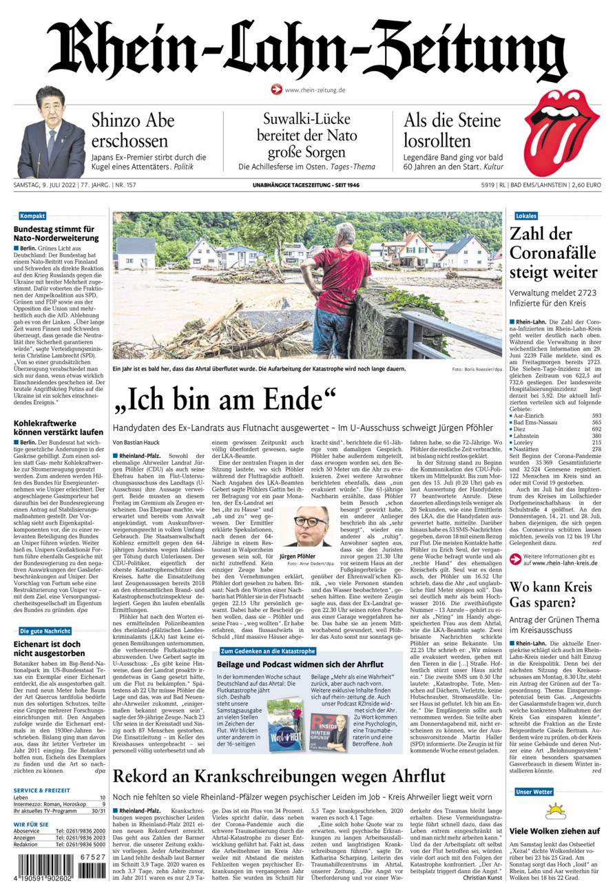 Rhein-Lahn-Zeitung vom Samstag, 09.07.2022