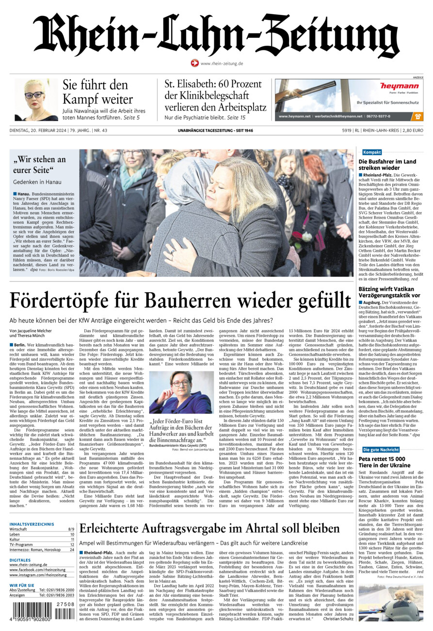 Rhein-Lahn-Zeitung vom Dienstag, 20.02.2024