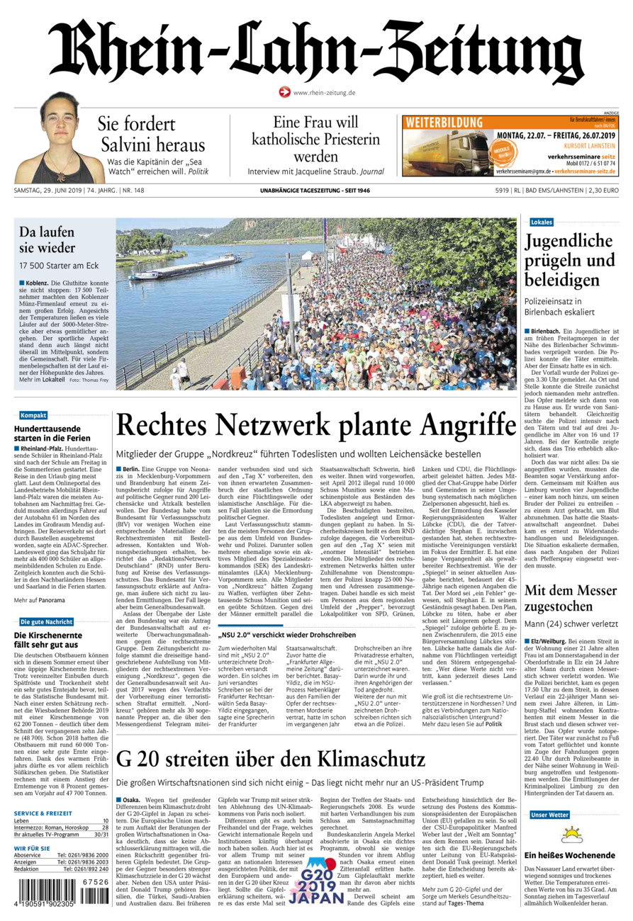 Rhein-Lahn-Zeitung vom Samstag, 29.06.2019