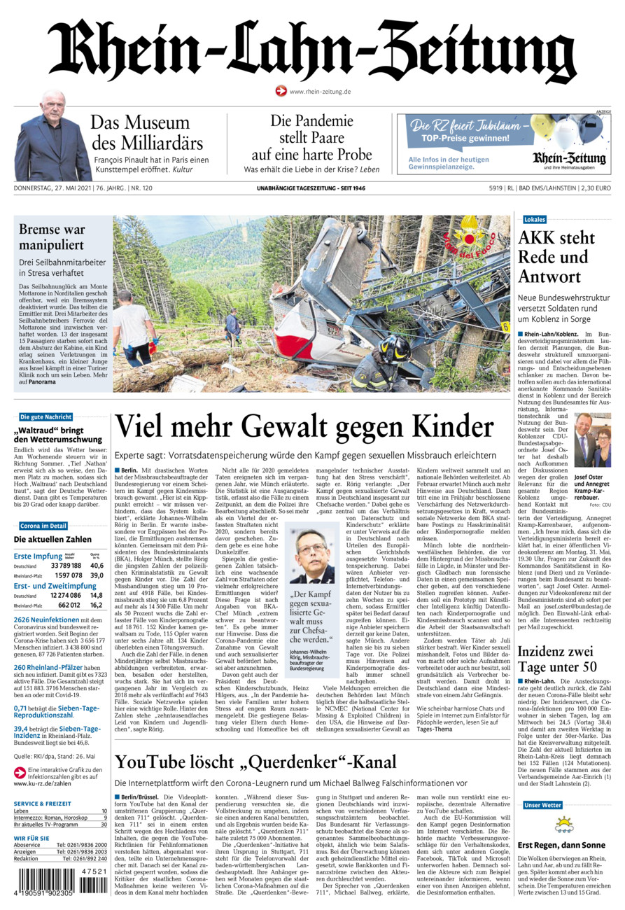 Rhein-Lahn-Zeitung vom Donnerstag, 27.05.2021