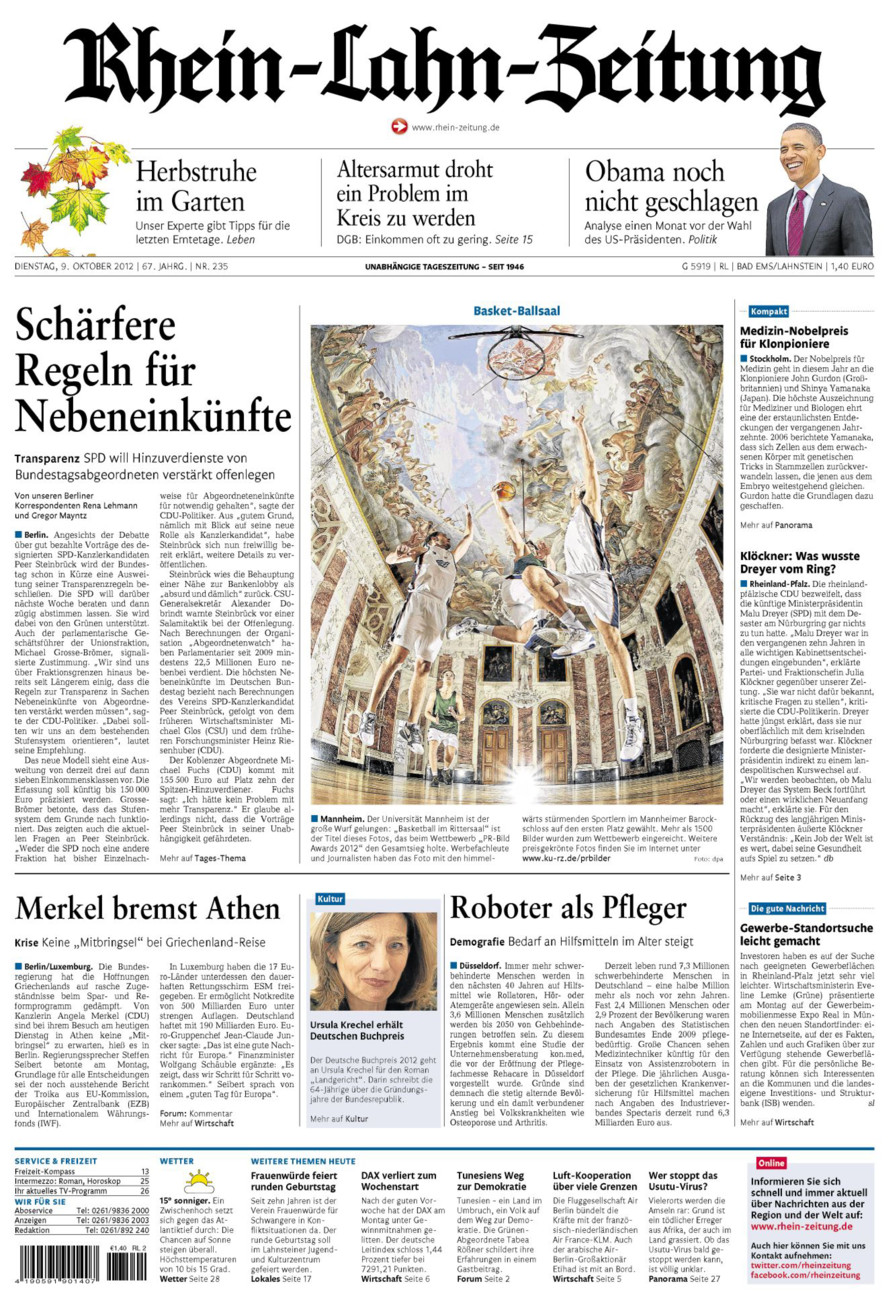 Rhein-Lahn-Zeitung vom Dienstag, 09.10.2012