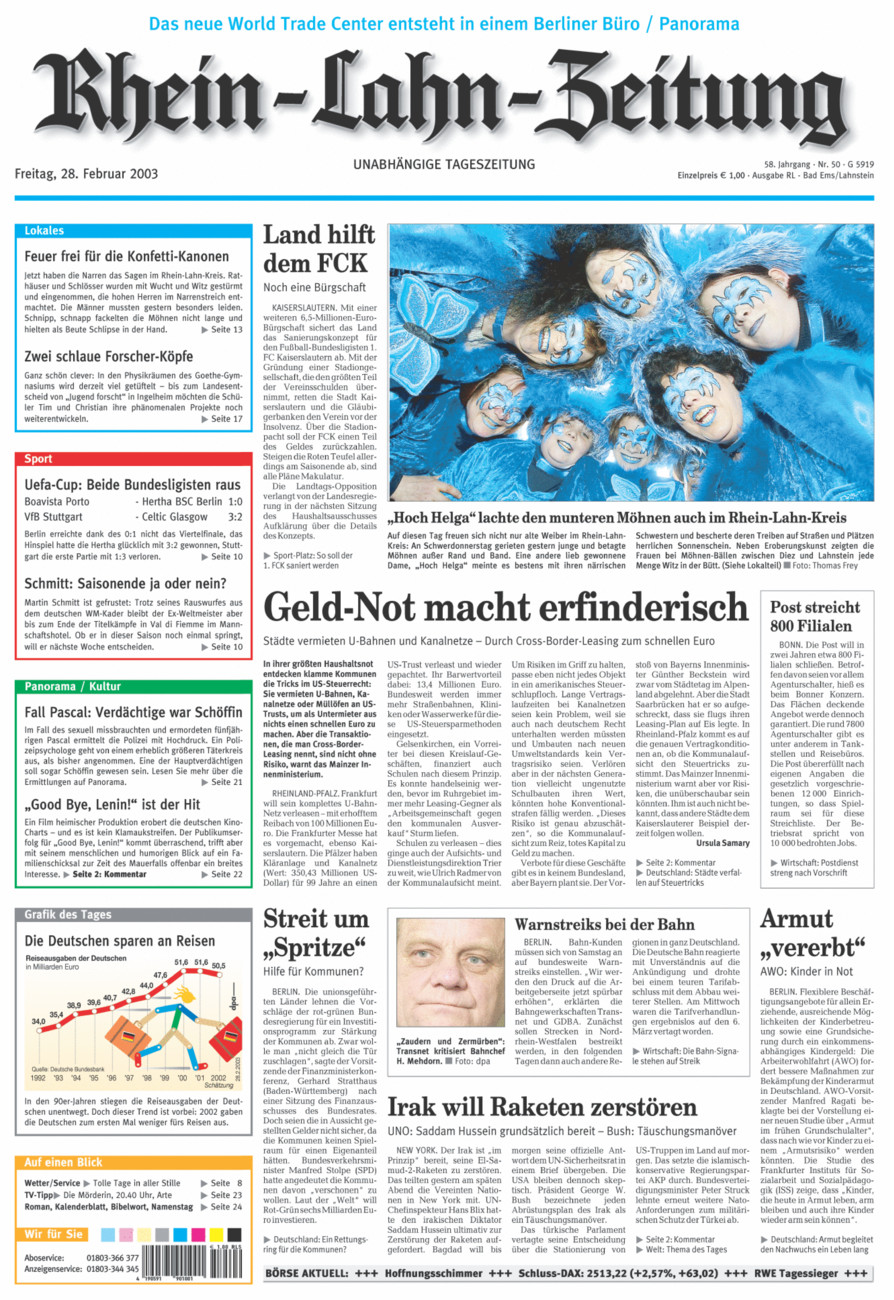 Rhein-Lahn-Zeitung vom Freitag, 28.02.2003