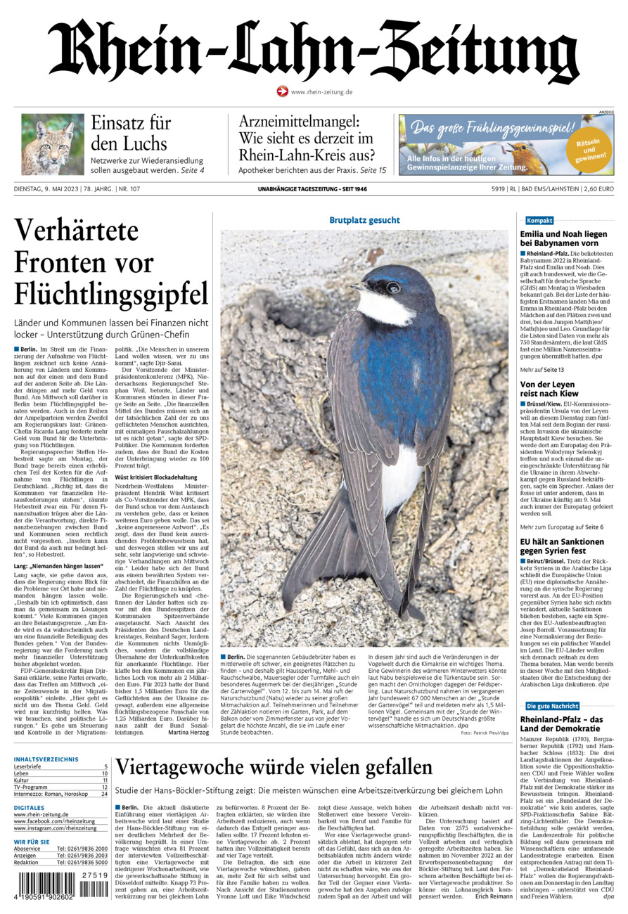 Rhein-Lahn-Zeitung vom Dienstag, 09.05.2023