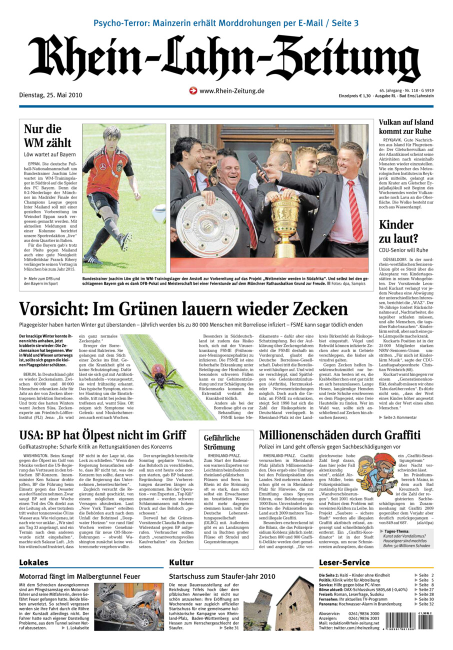 Rhein-Lahn-Zeitung vom Dienstag, 25.05.2010