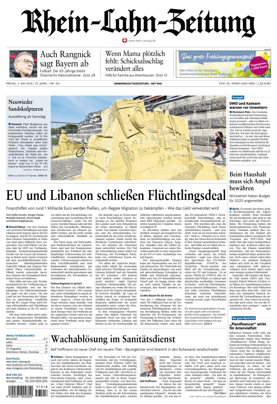 Rhein-Lahn-Zeitung vom Freitag, 03.05.2024