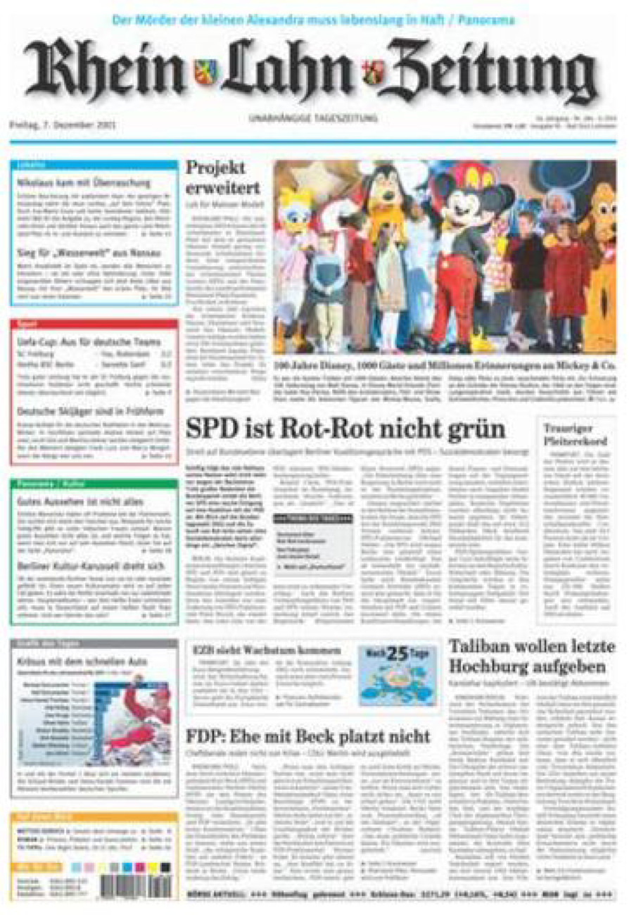 Rhein-Lahn-Zeitung vom Freitag, 07.12.2001