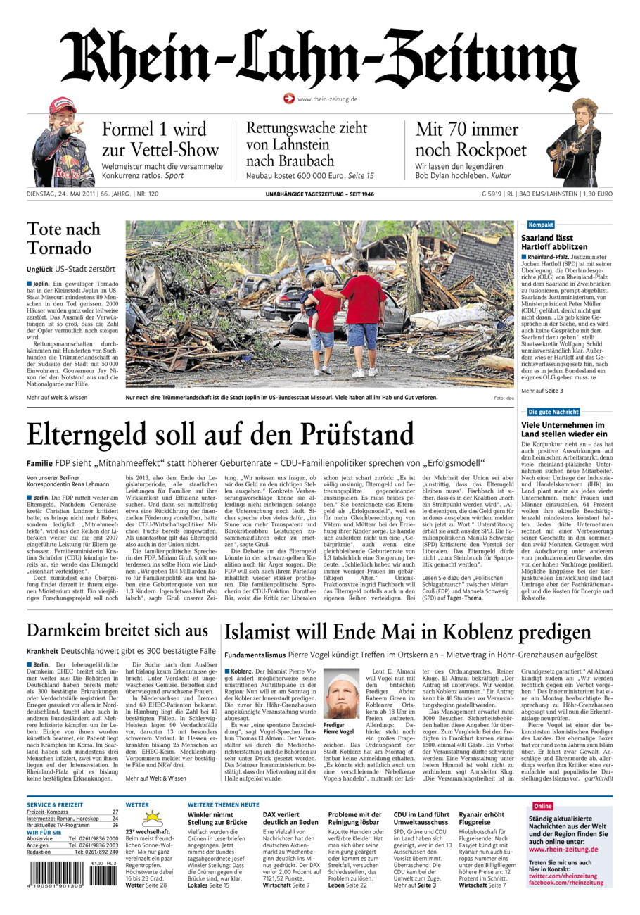 Rhein-Lahn-Zeitung vom Dienstag, 24.05.2011