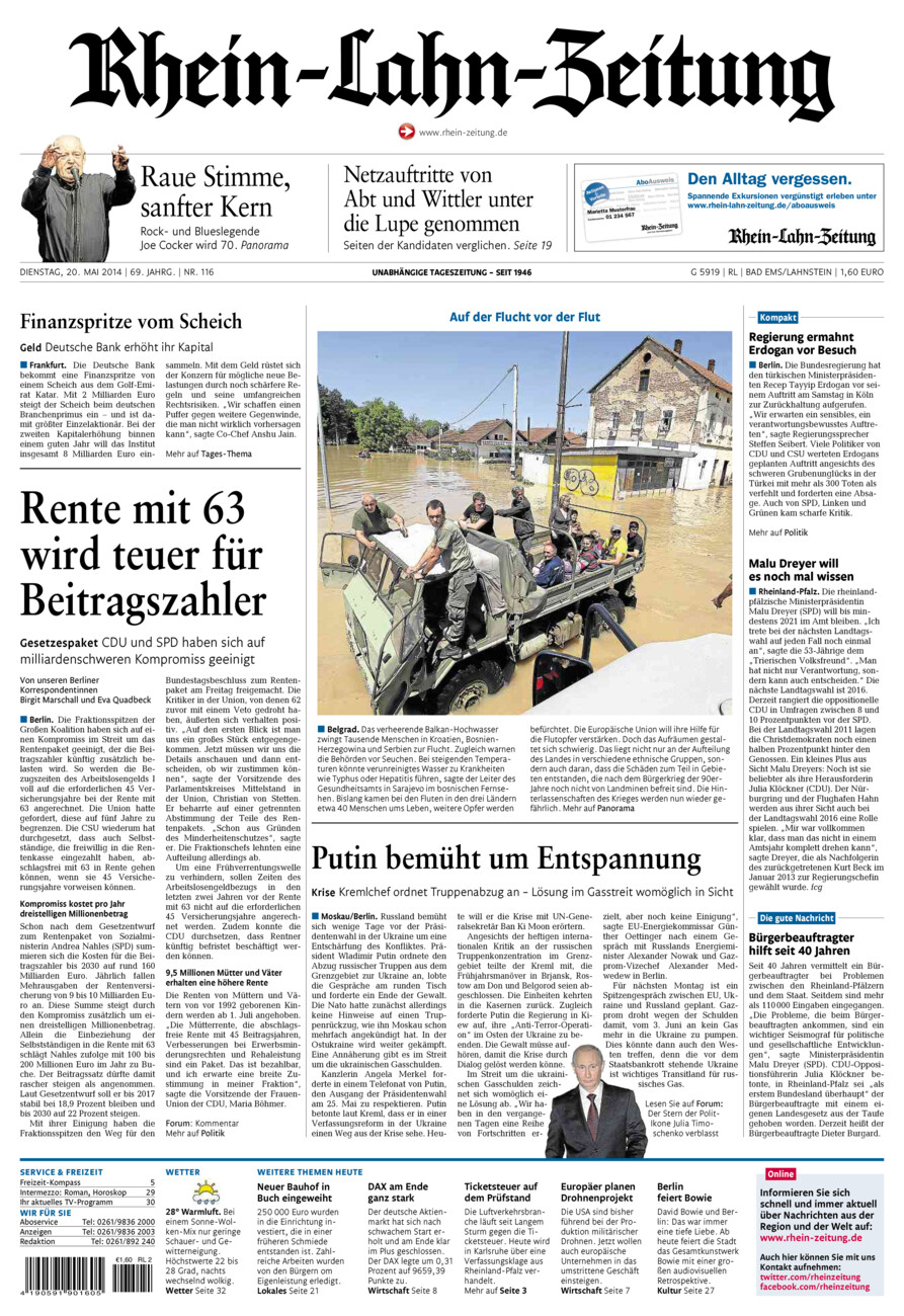 Rhein-Lahn-Zeitung vom Dienstag, 20.05.2014