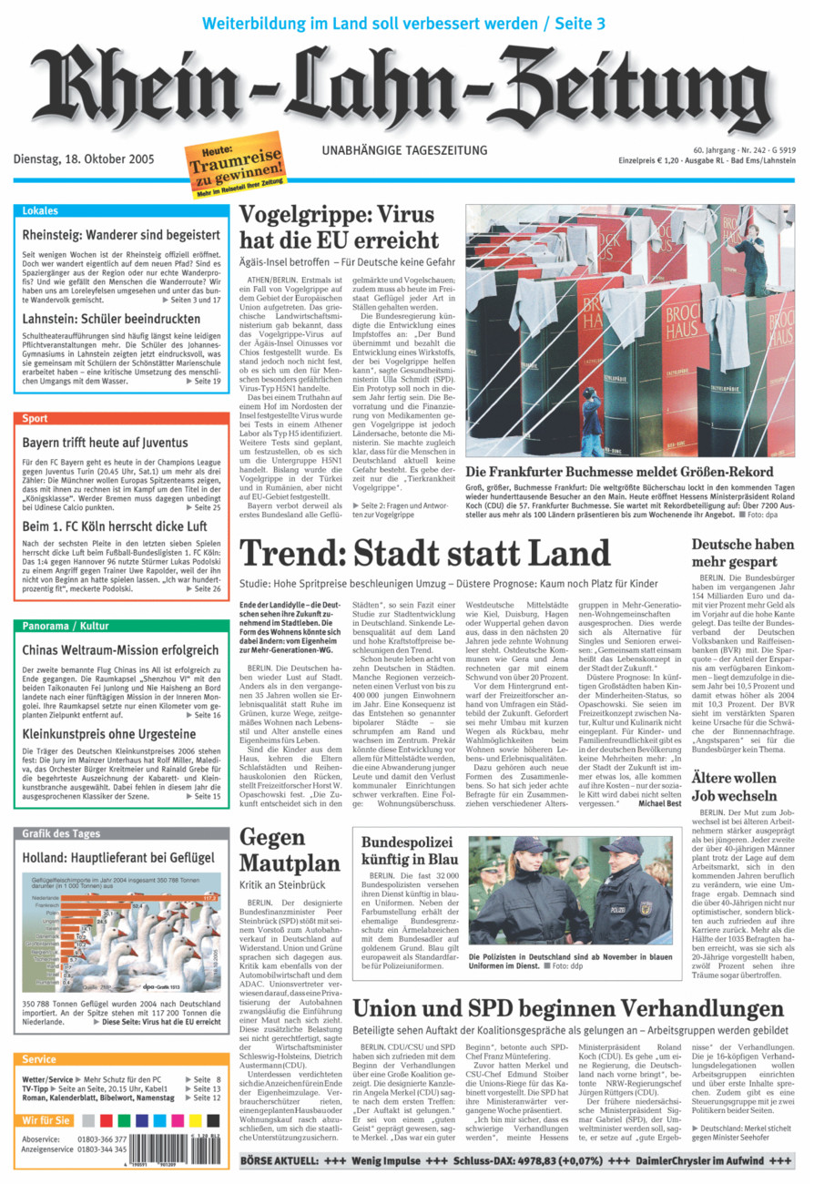 Rhein-Lahn-Zeitung vom Dienstag, 18.10.2005