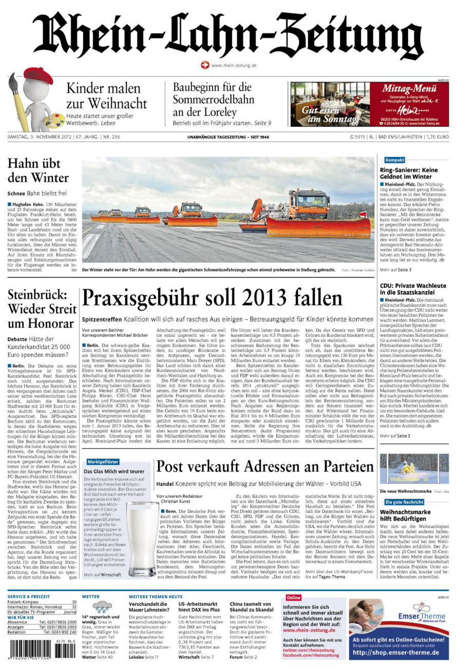 Rhein-Lahn-Zeitung vom Samstag, 03.11.2012