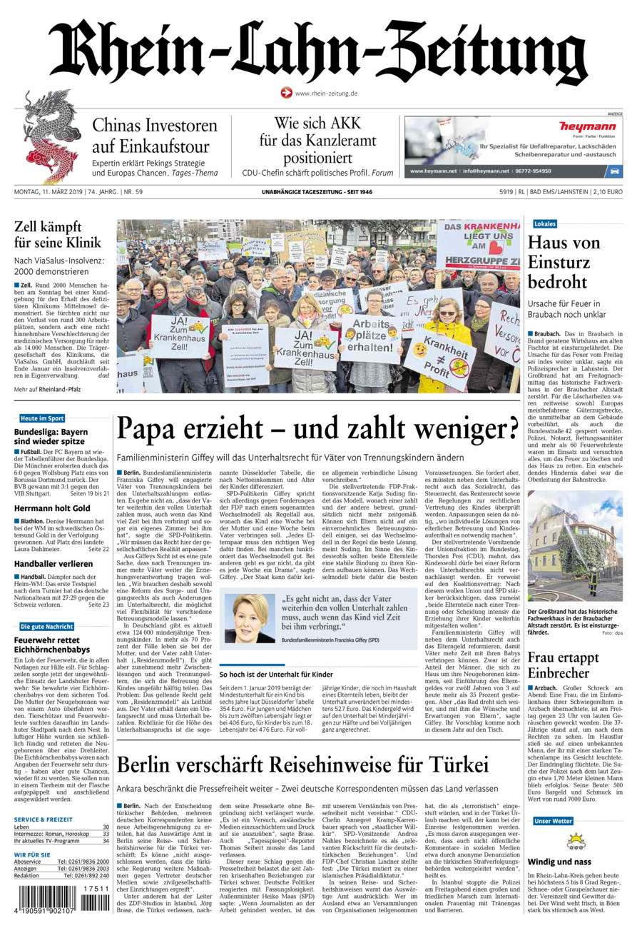 Rhein-Lahn-Zeitung vom Montag, 11.03.2019