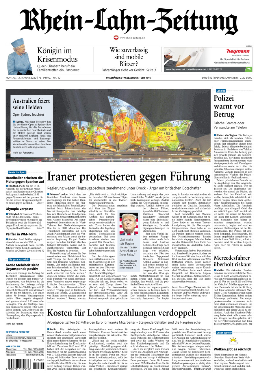 Rhein-Lahn-Zeitung vom Montag, 13.01.2020