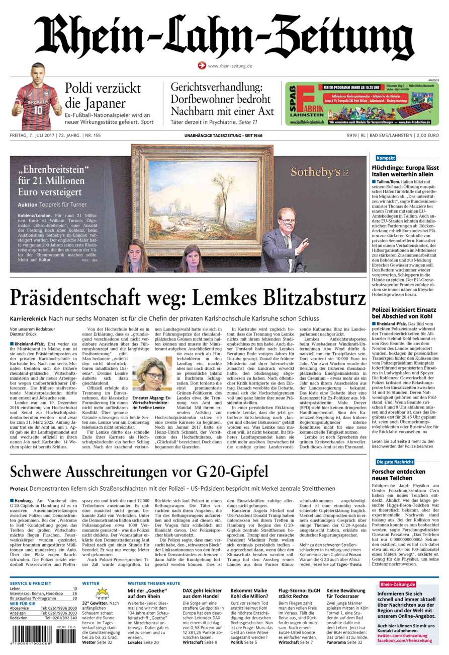 Rhein-Lahn-Zeitung vom Freitag, 07.07.2017