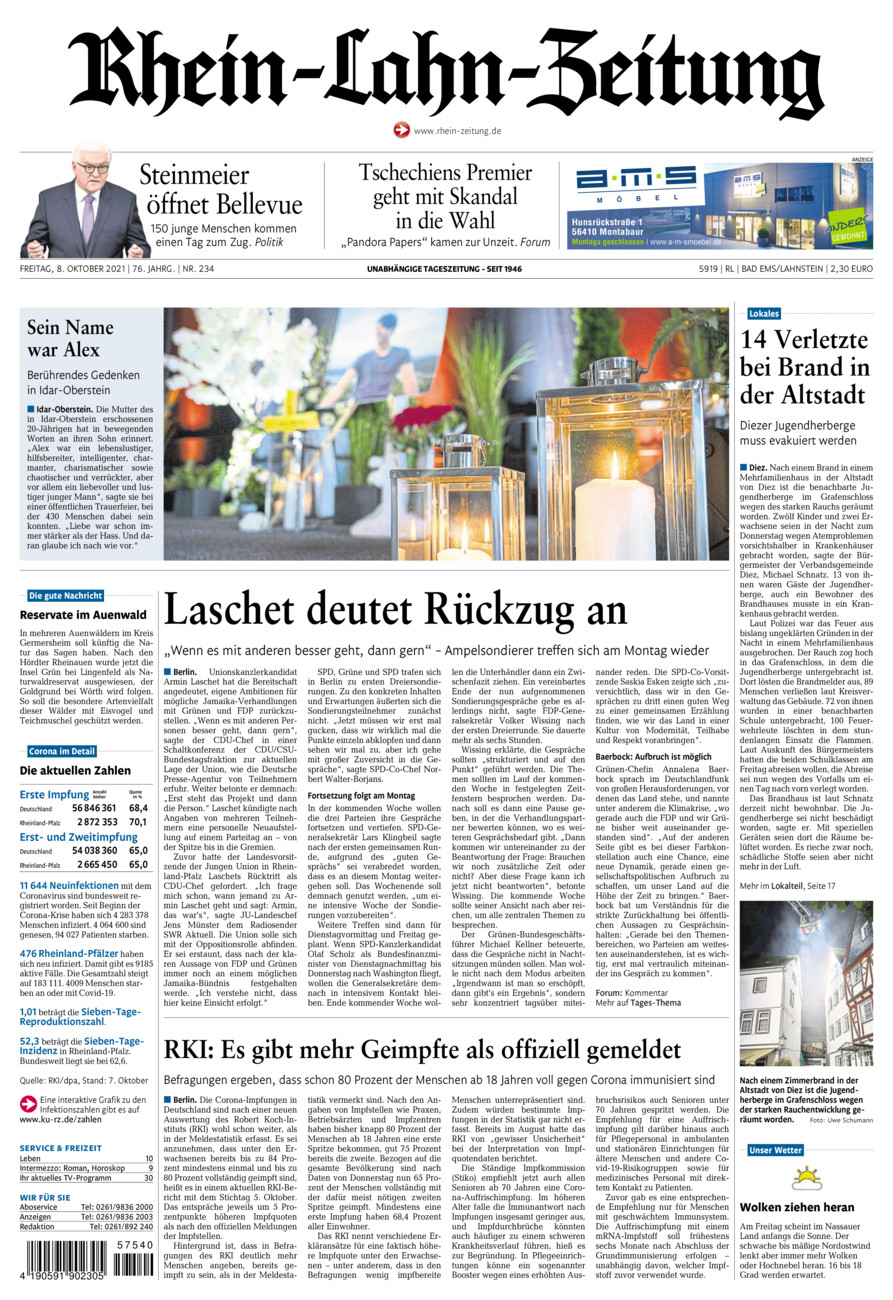 Rhein-Lahn-Zeitung vom Freitag, 08.10.2021