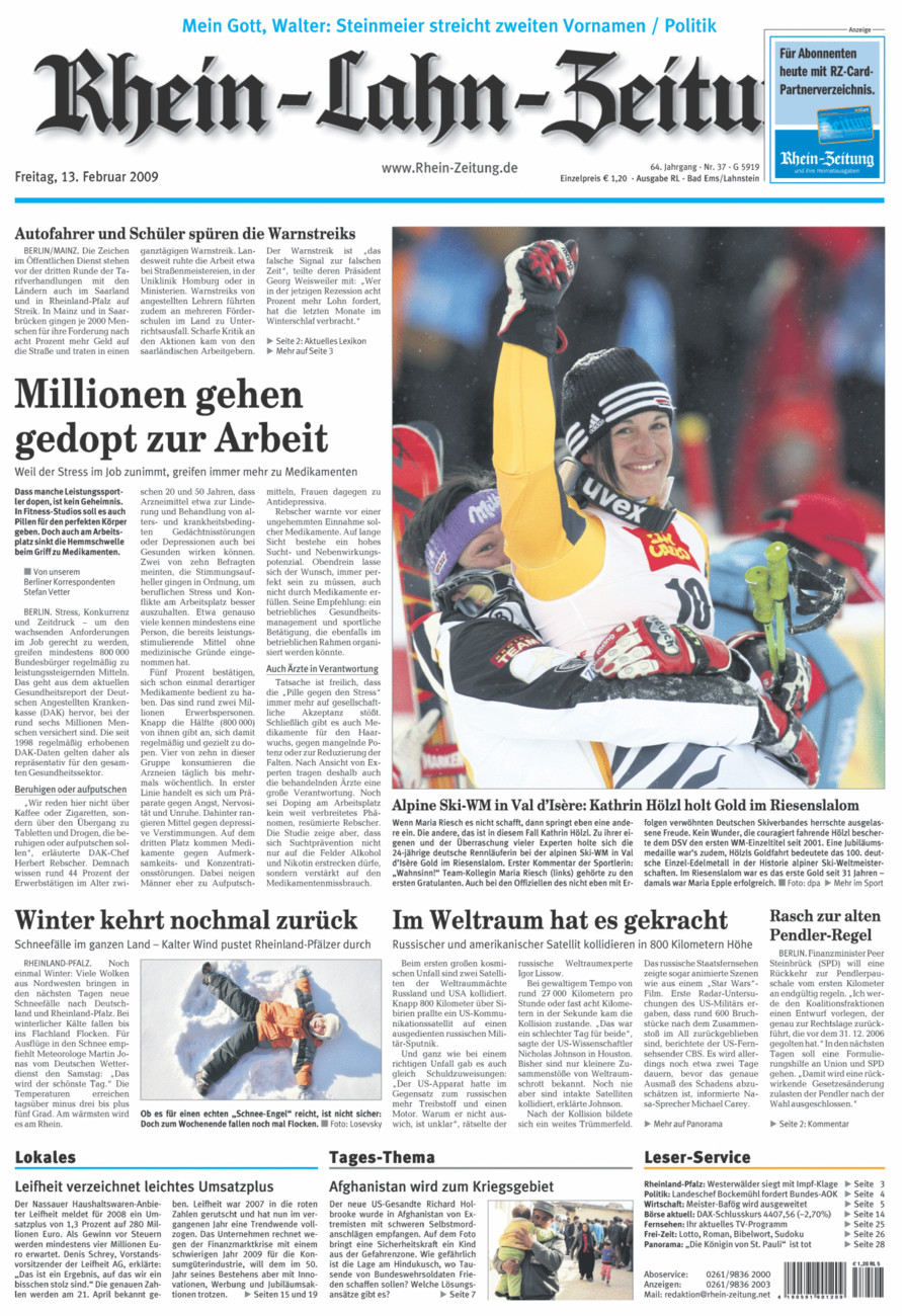 Rhein-Lahn-Zeitung vom Freitag, 13.02.2009