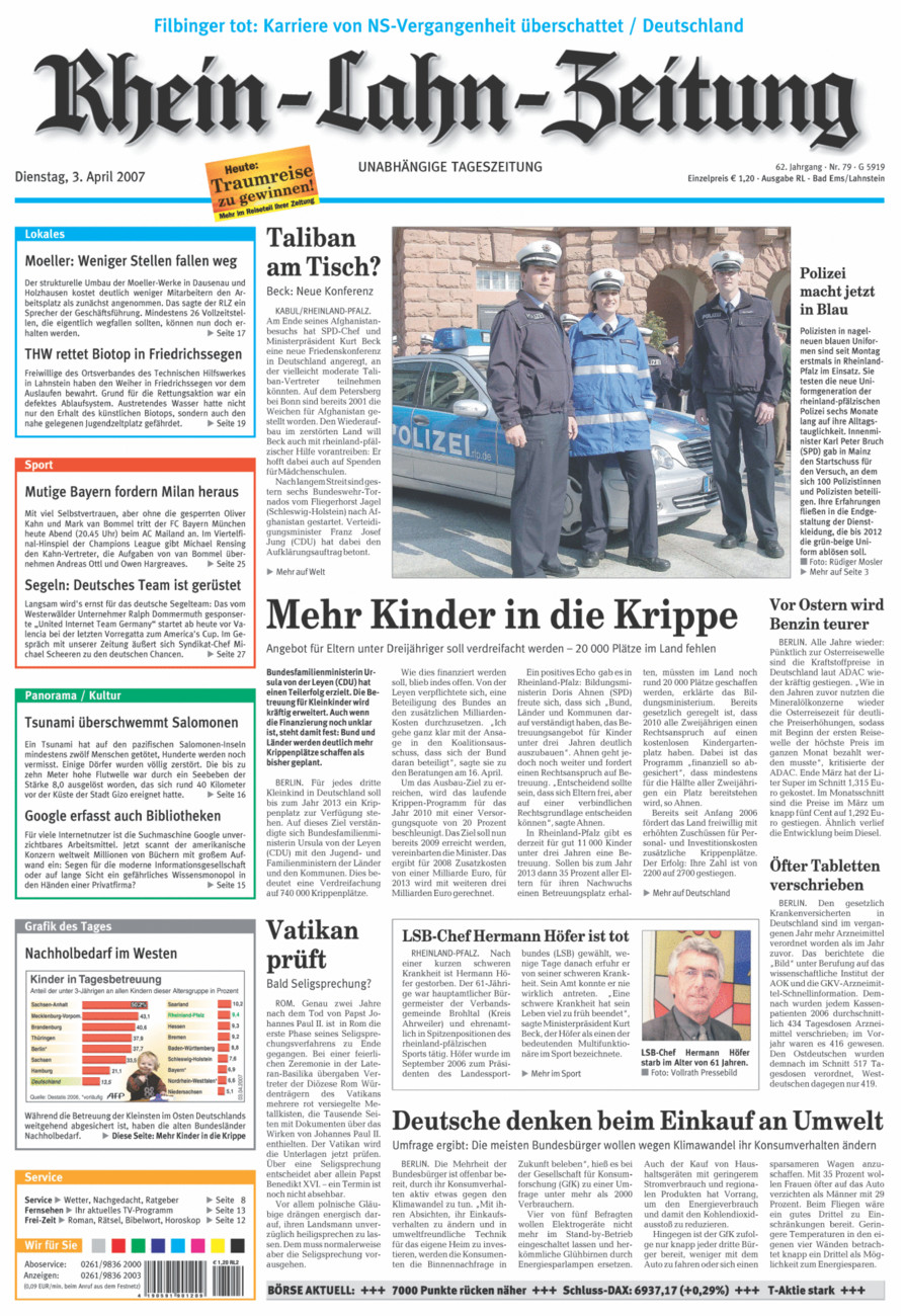 Rhein-Lahn-Zeitung vom Dienstag, 03.04.2007