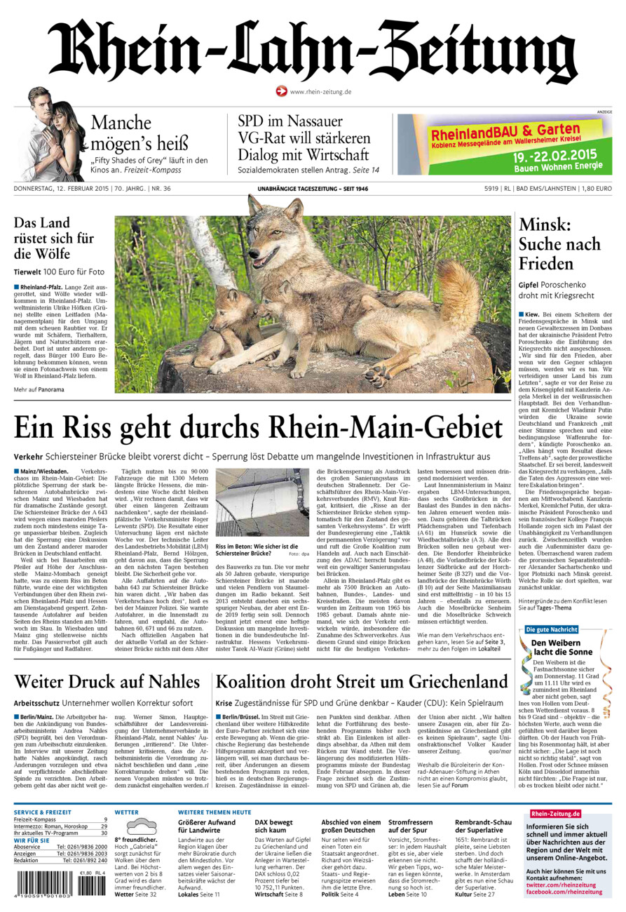 Rhein-Lahn-Zeitung vom Donnerstag, 12.02.2015