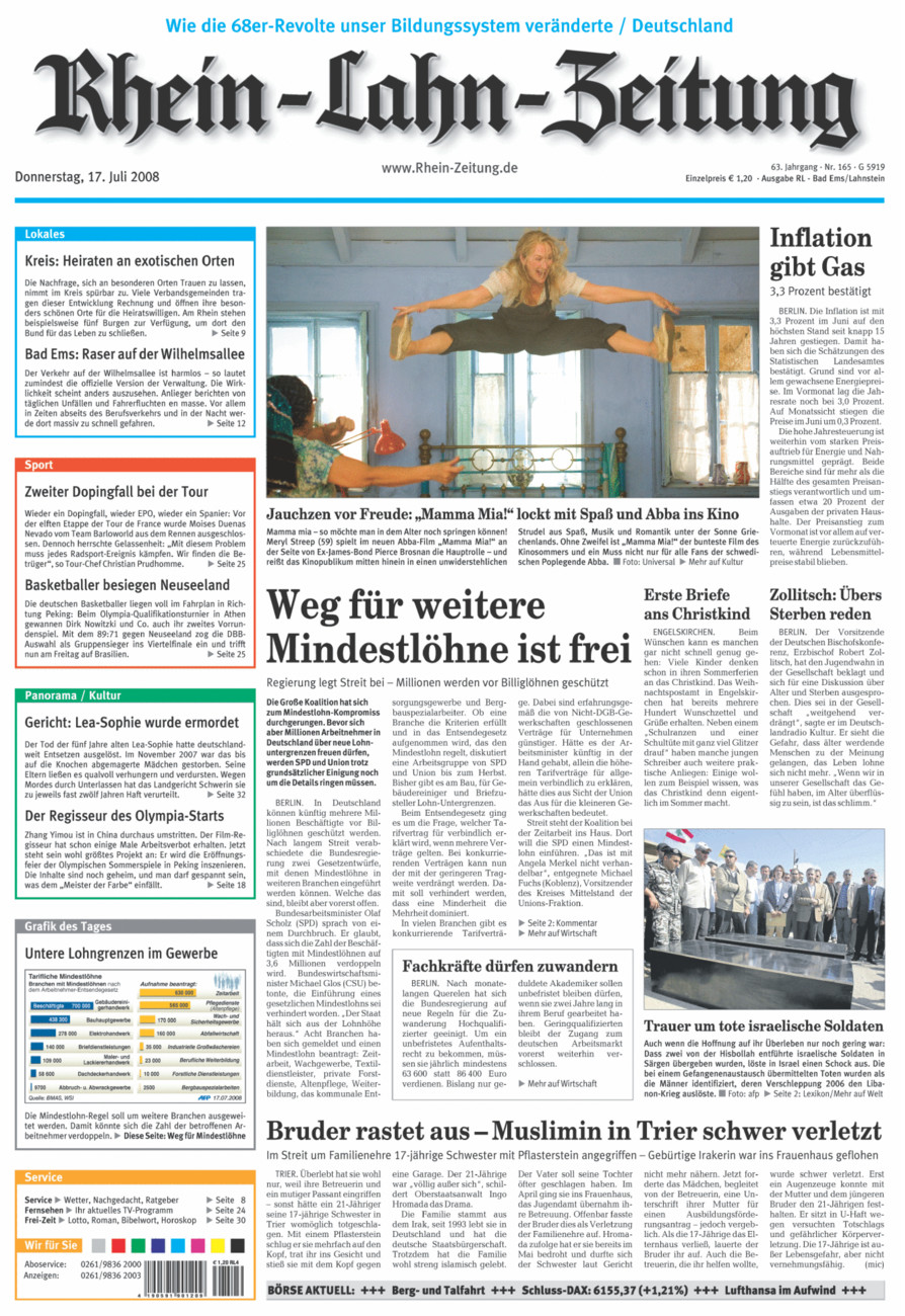 Rhein-Lahn-Zeitung vom Donnerstag, 17.07.2008