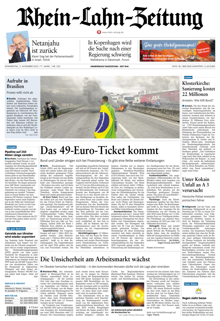 Rhein-Lahn-Zeitung vom Donnerstag, 03.11.2022