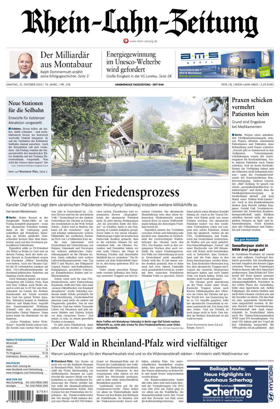 Rhein-Lahn-Zeitung vom Samstag, 12.10.2024