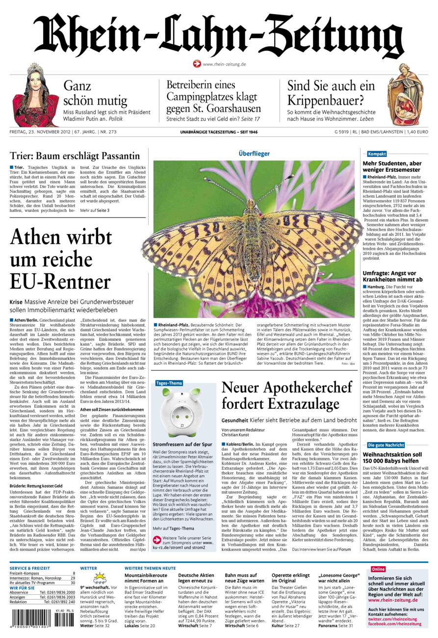 Rhein-Lahn-Zeitung vom Freitag, 23.11.2012