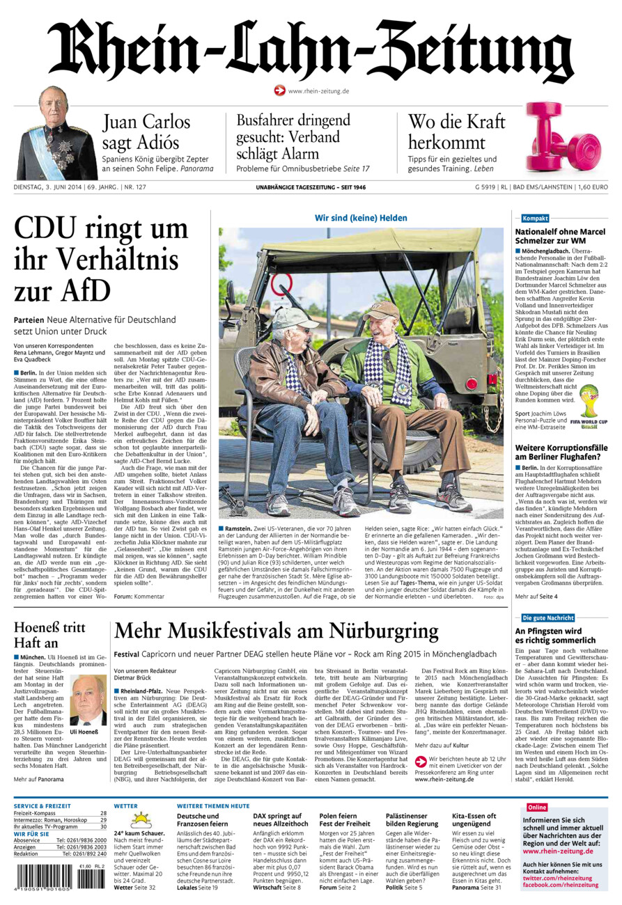 Rhein-Lahn-Zeitung vom Dienstag, 03.06.2014