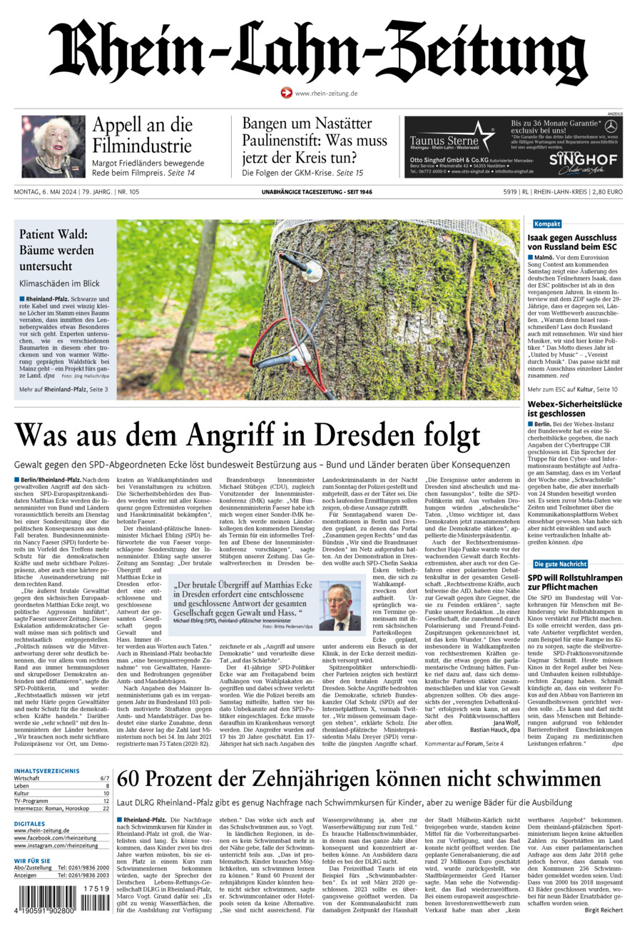 Rhein-Lahn-Zeitung vom Montag, 06.05.2024