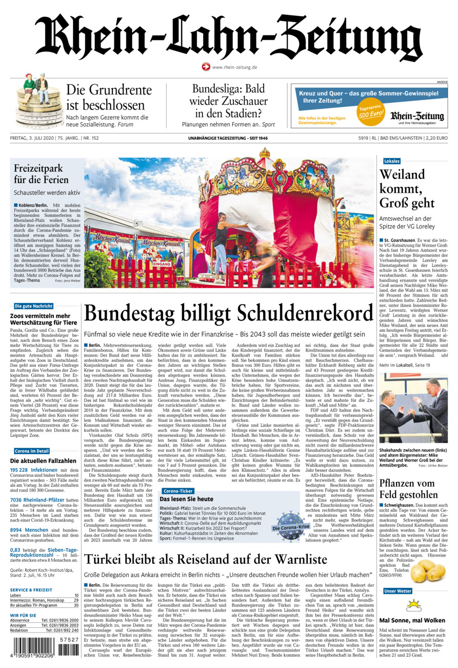 Rhein-Lahn-Zeitung vom Freitag, 03.07.2020