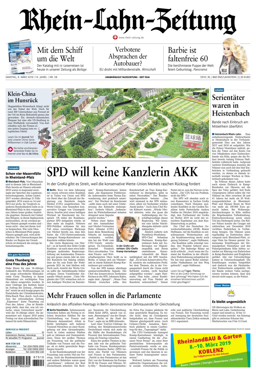 Rhein-Lahn-Zeitung vom Samstag, 09.03.2019