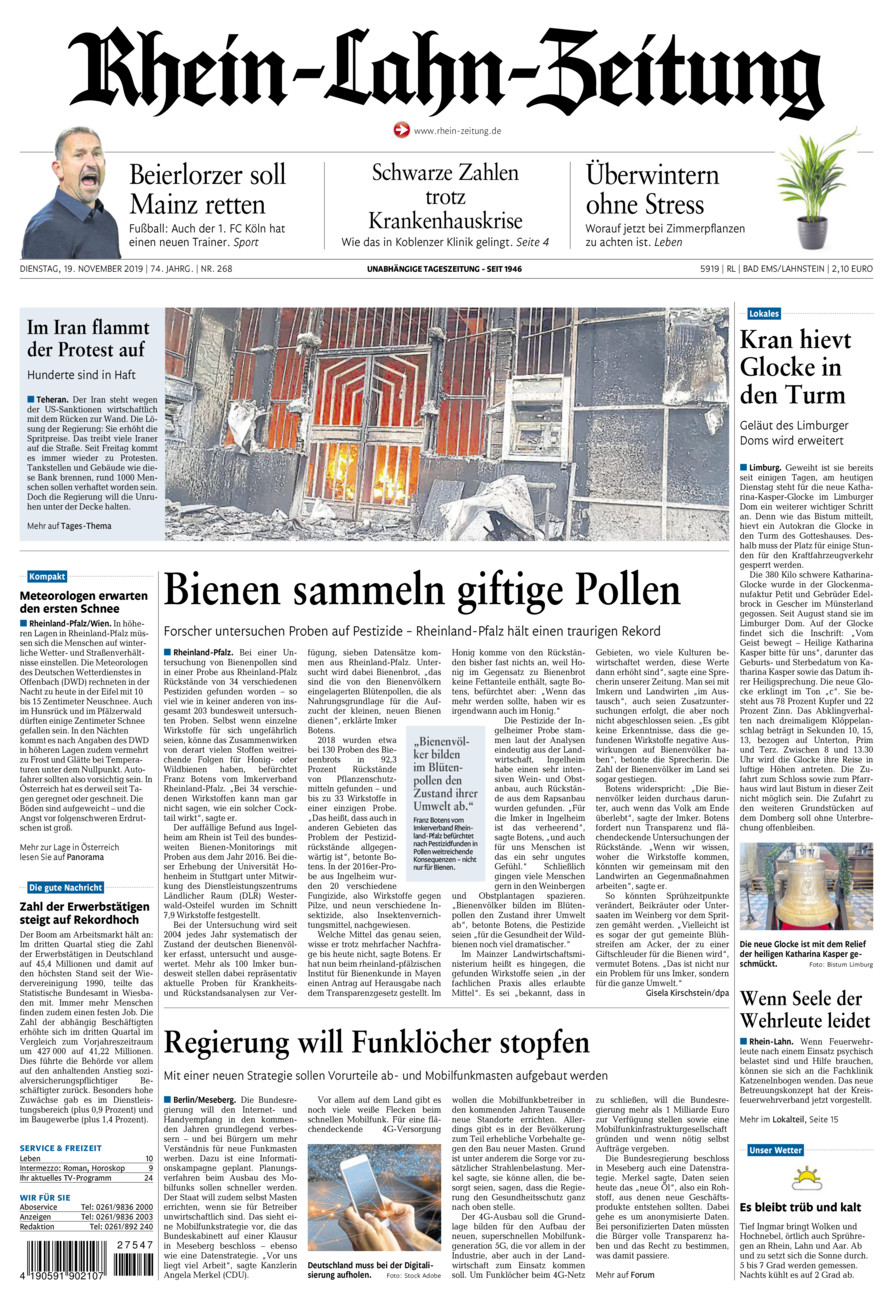 Rhein-Lahn-Zeitung vom Dienstag, 19.11.2019