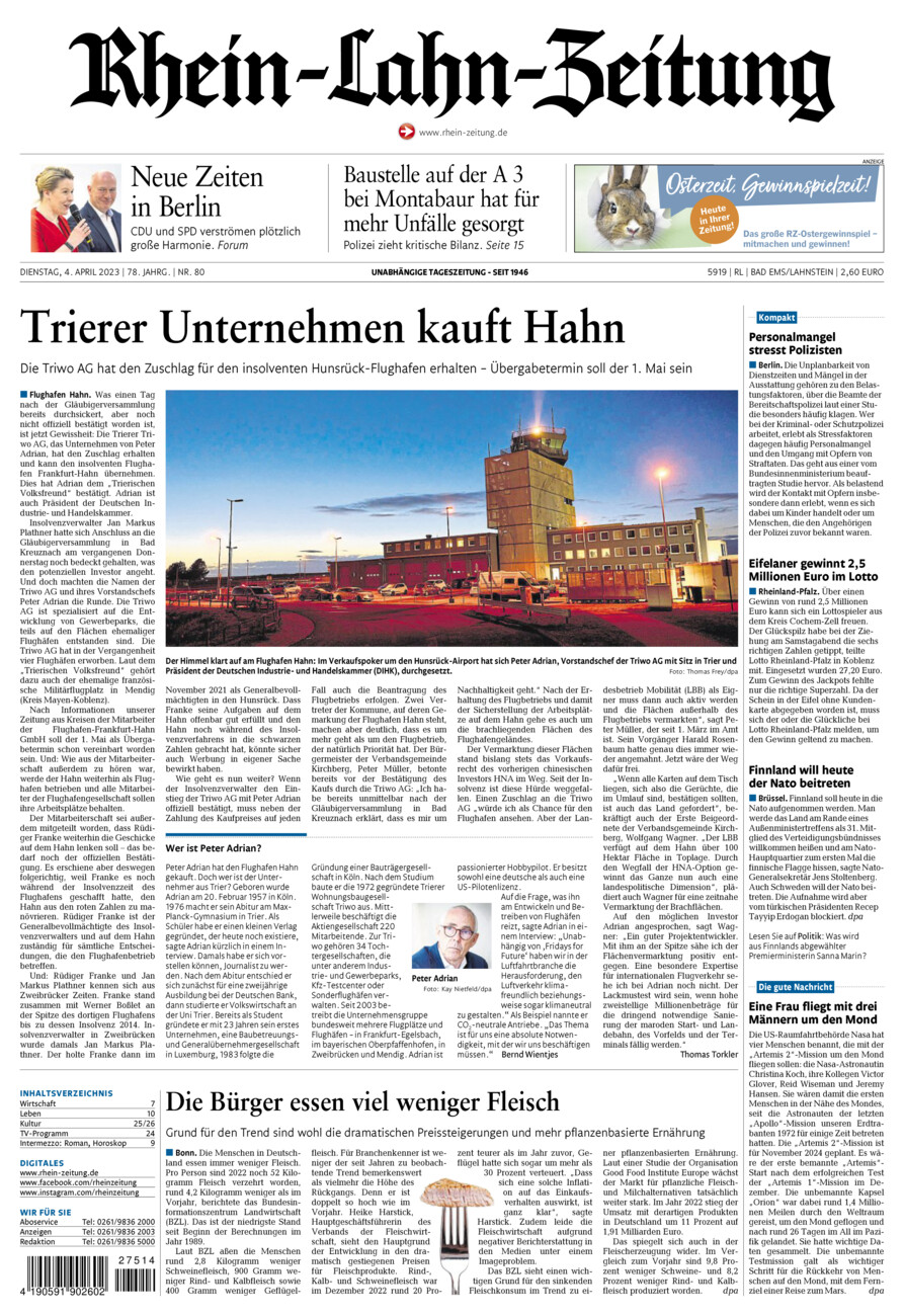 Rhein-Lahn-Zeitung vom Dienstag, 04.04.2023