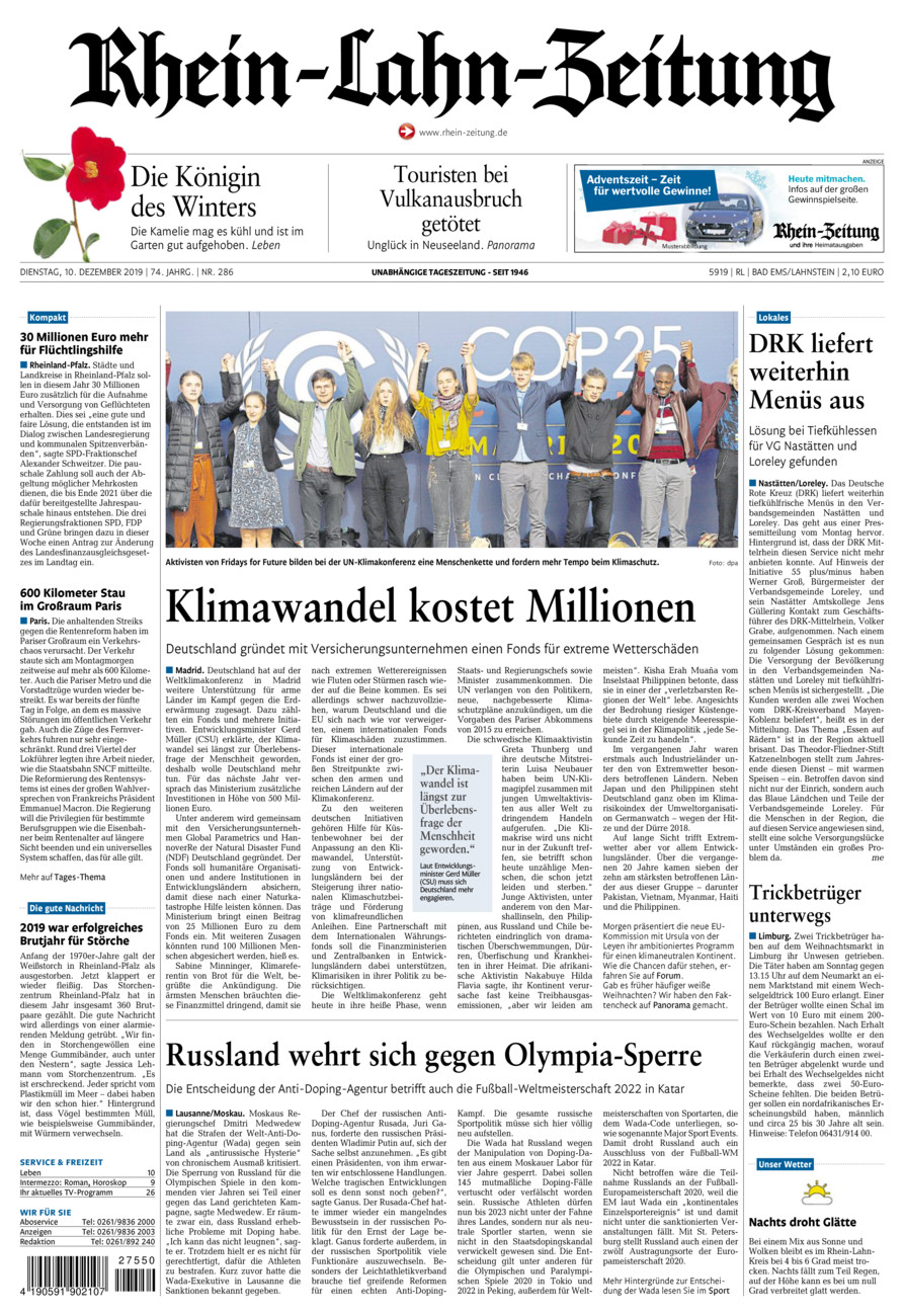 Rhein-Lahn-Zeitung vom Dienstag, 10.12.2019