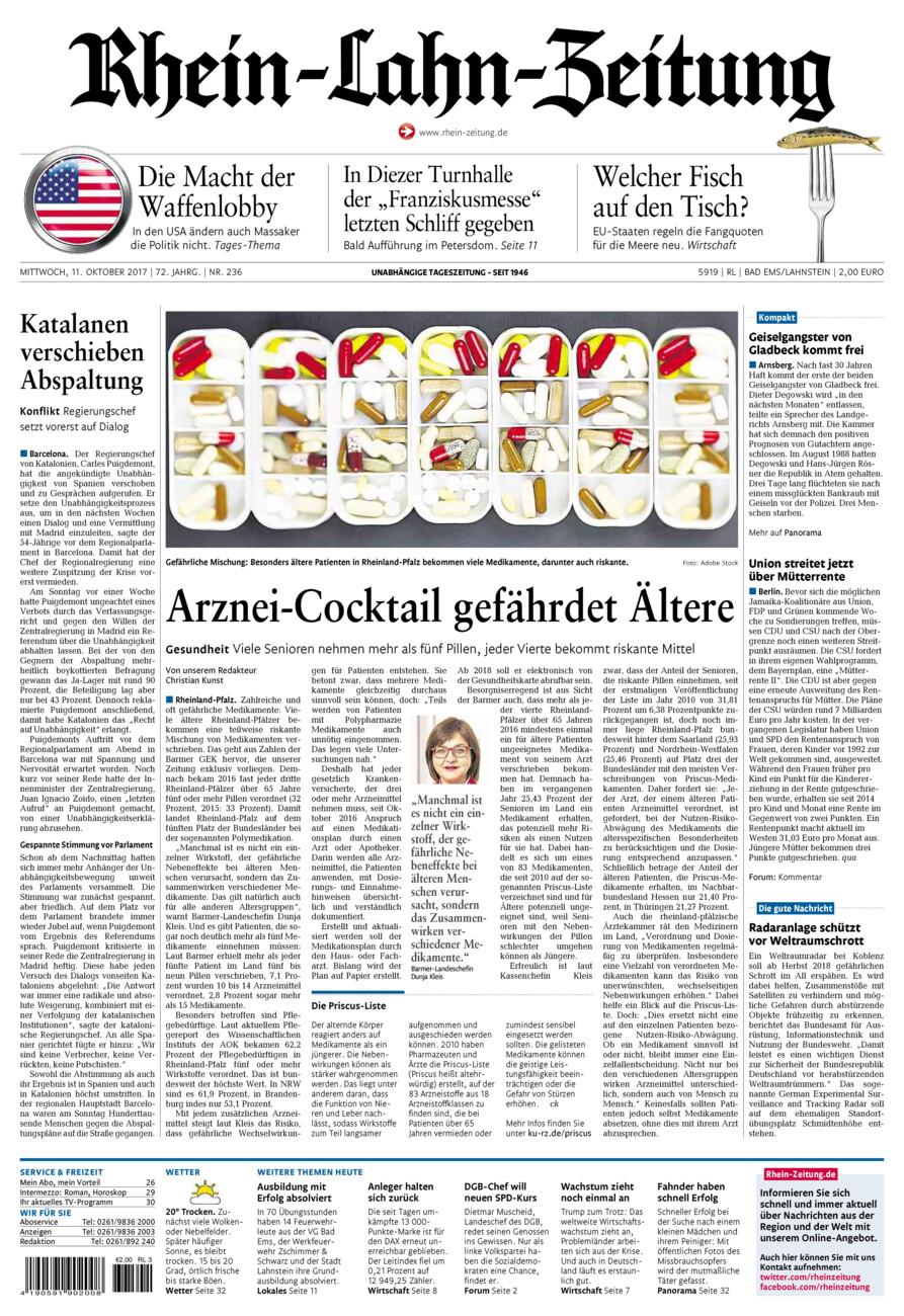 Rhein-Lahn-Zeitung vom Mittwoch, 11.10.2017