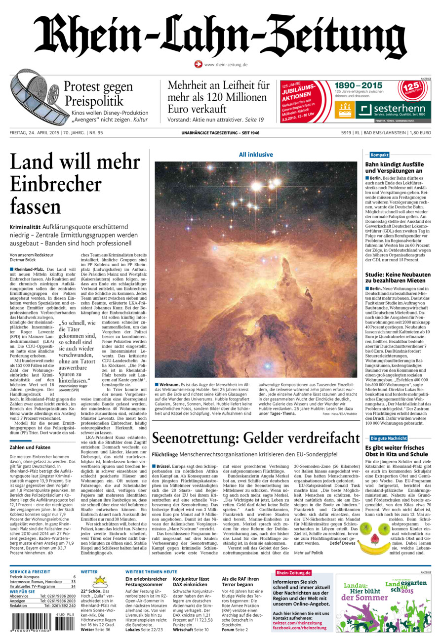 Rhein-Lahn-Zeitung vom Freitag, 24.04.2015