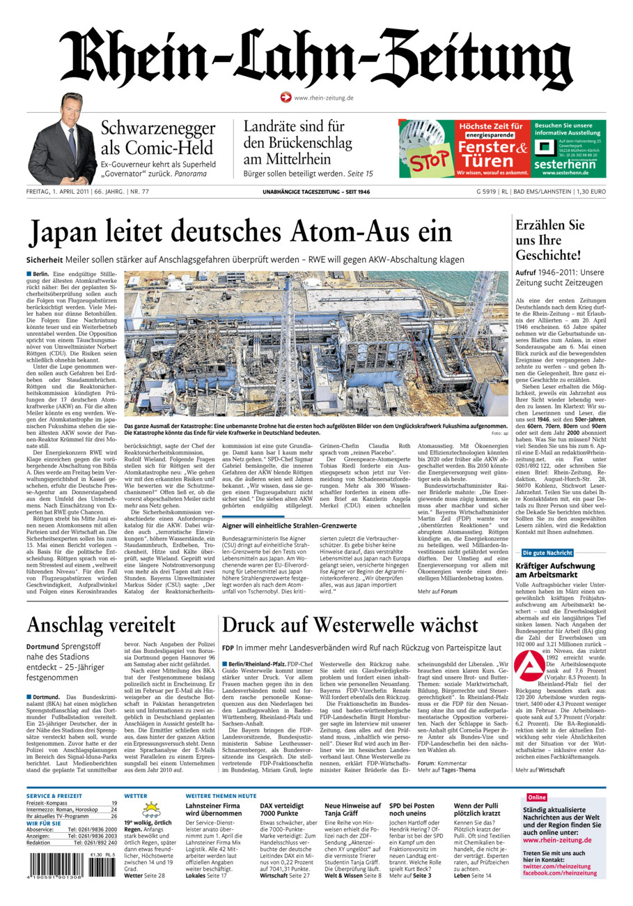 Rhein-Lahn-Zeitung vom Freitag, 01.04.2011