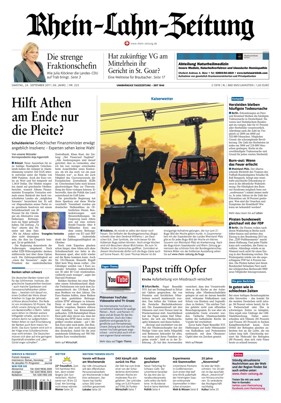 Rhein-Lahn-Zeitung vom Samstag, 24.09.2011