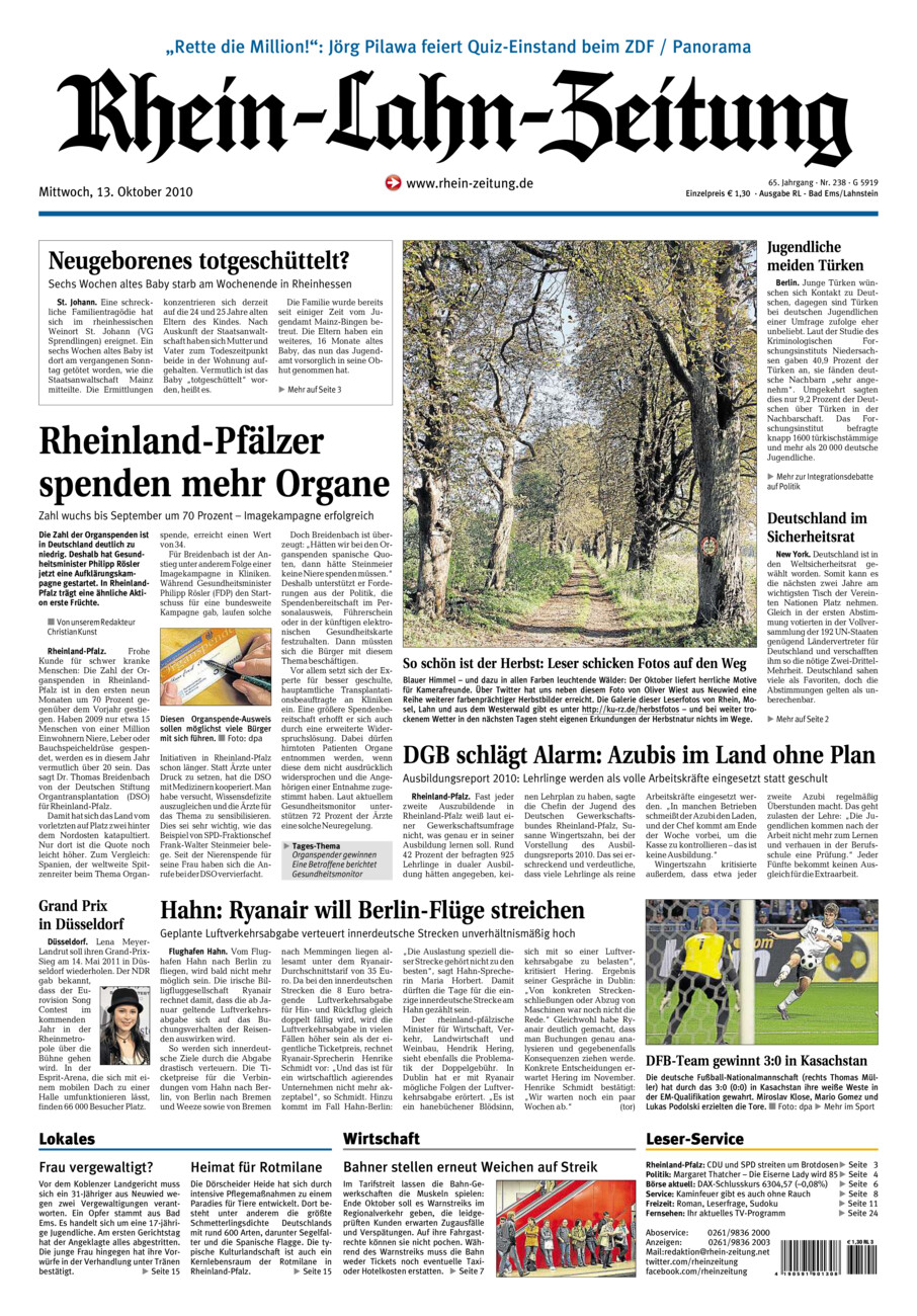 Rhein-Lahn-Zeitung vom Mittwoch, 13.10.2010
