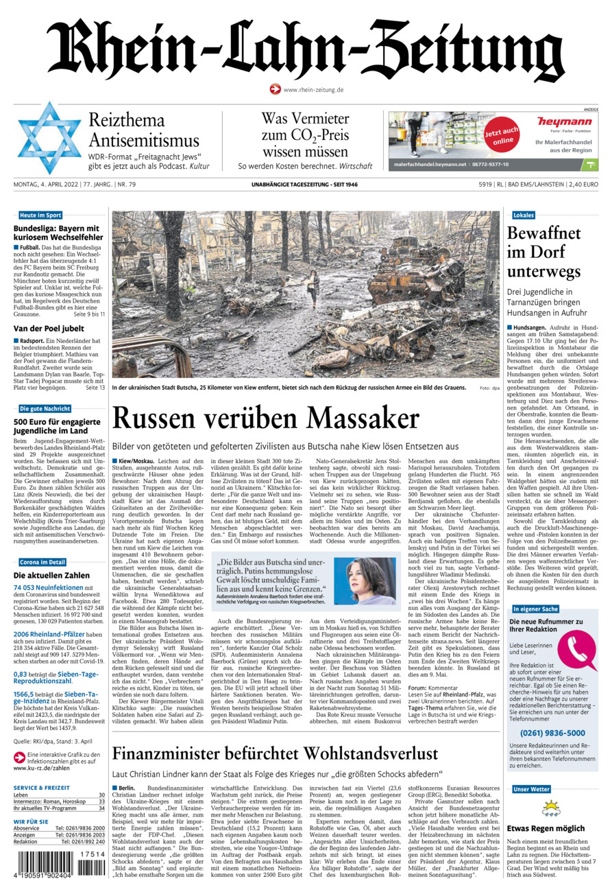 Rhein-Lahn-Zeitung vom Montag, 04.04.2022
