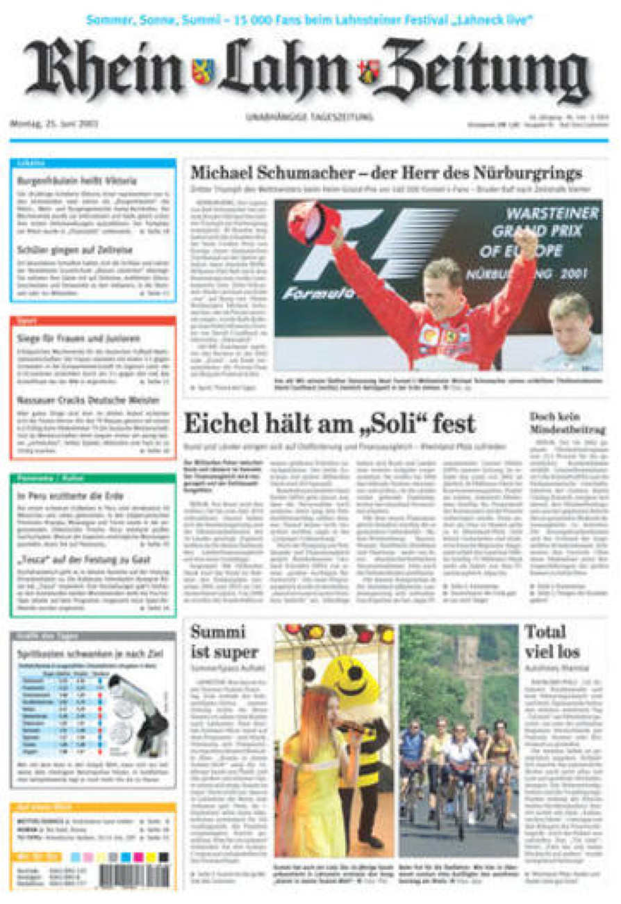 Rhein-Lahn-Zeitung vom Montag, 25.06.2001