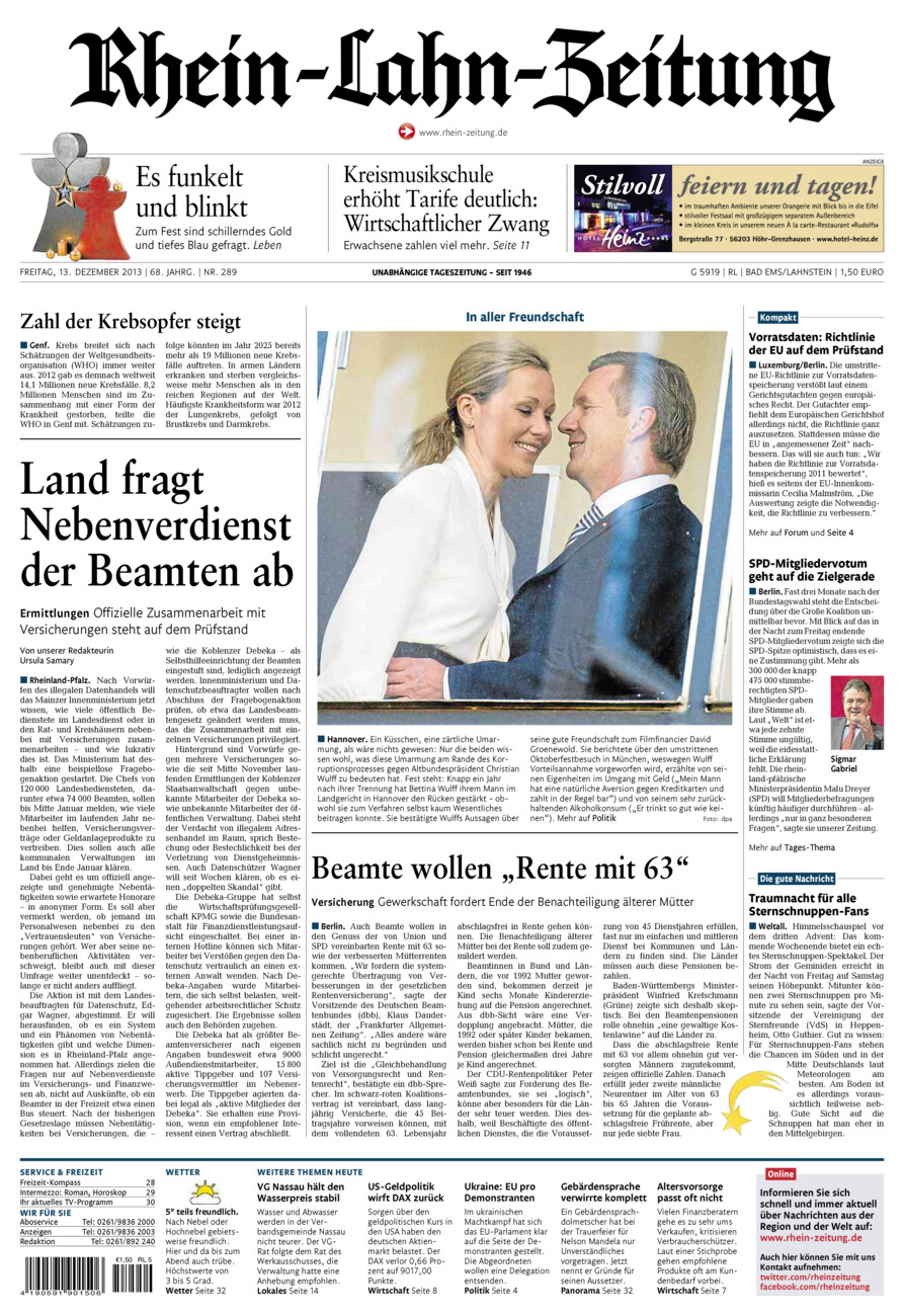 Rhein-Lahn-Zeitung vom Freitag, 13.12.2013