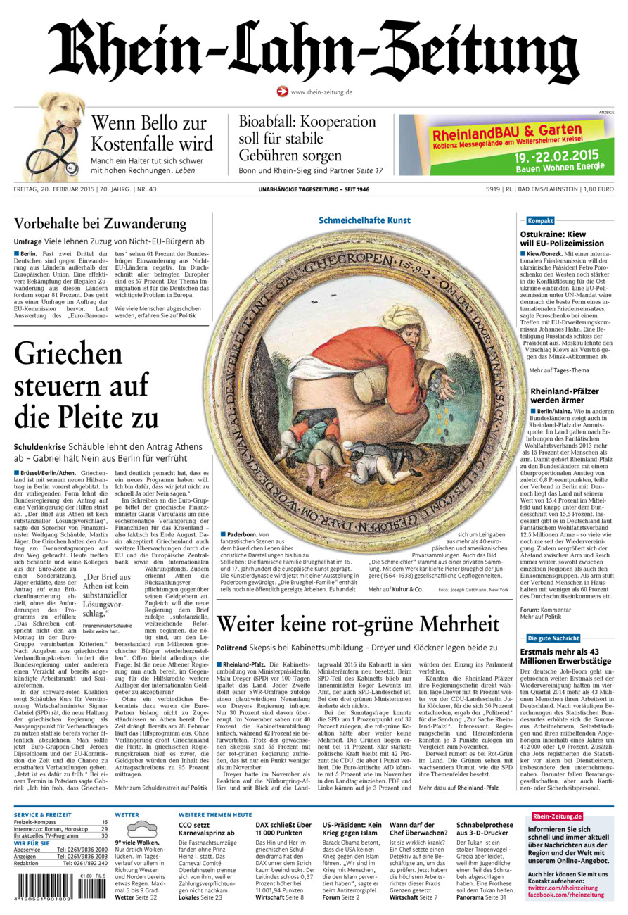 Rhein-Lahn-Zeitung vom Freitag, 20.02.2015