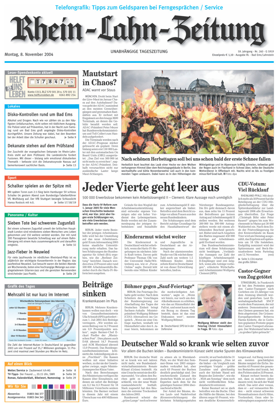 Rhein-Lahn-Zeitung vom Montag, 08.11.2004