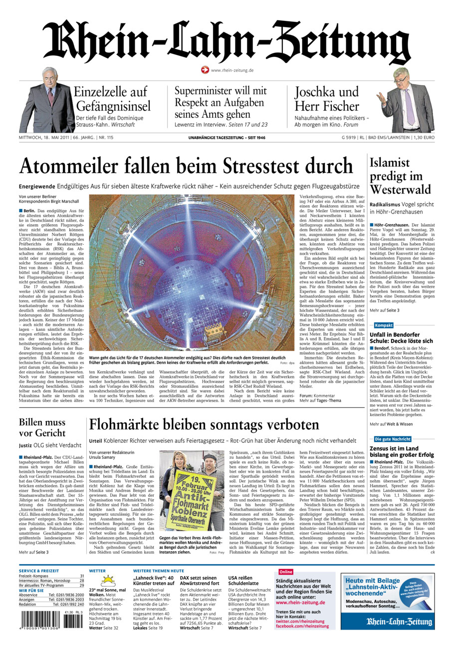 Rhein-Lahn-Zeitung vom Mittwoch, 18.05.2011