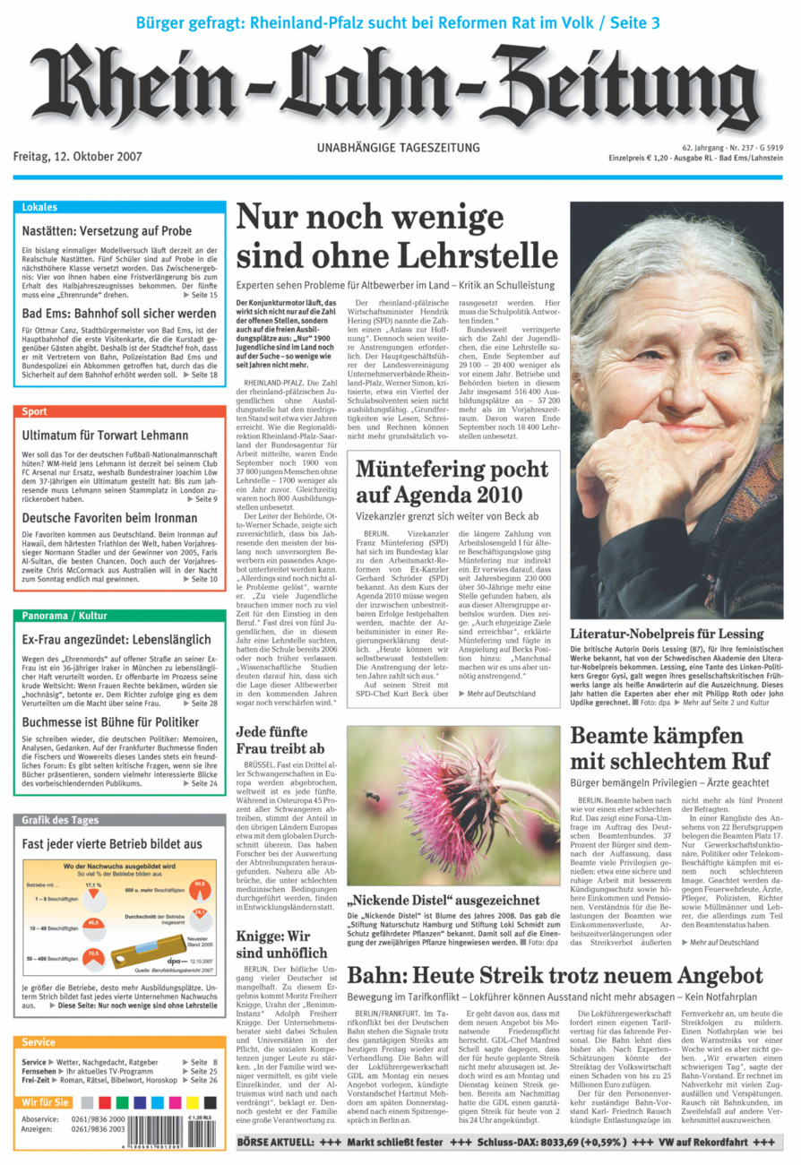 Rhein-Lahn-Zeitung vom Freitag, 12.10.2007