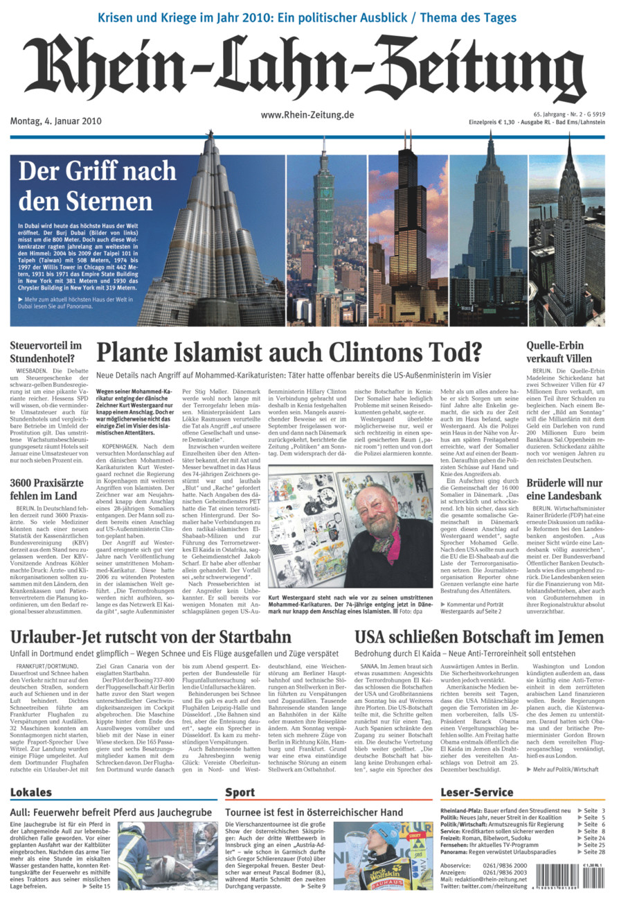 Rhein-Lahn-Zeitung vom Montag, 04.01.2010