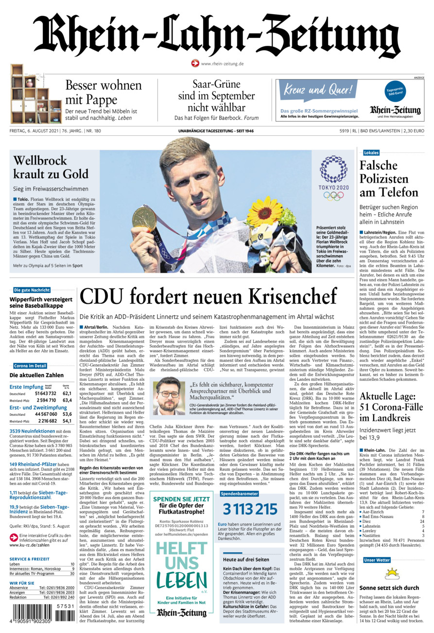 Rhein-Lahn-Zeitung vom Freitag, 06.08.2021