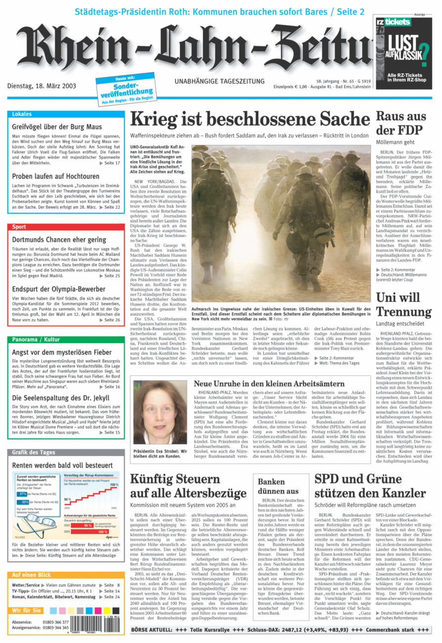 Rhein-Lahn-Zeitung vom Dienstag, 18.03.2003