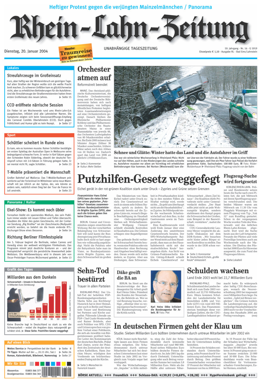 Rhein-Lahn-Zeitung vom Dienstag, 20.01.2004