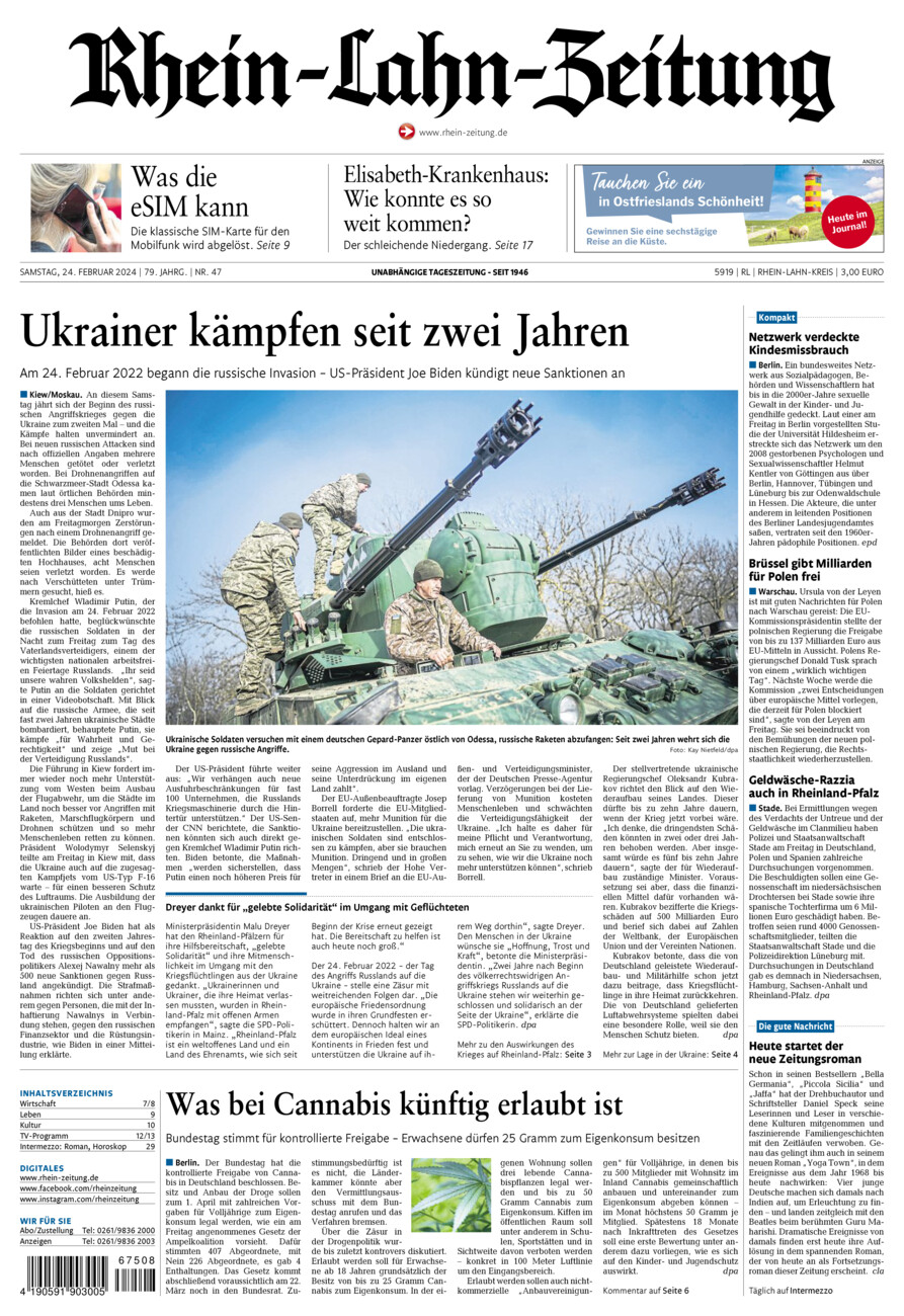 Rhein-Lahn-Zeitung vom Samstag, 24.02.2024